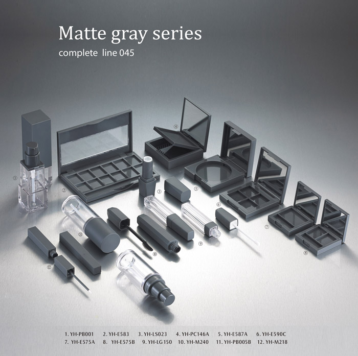 Matte gray makeup packaging containers