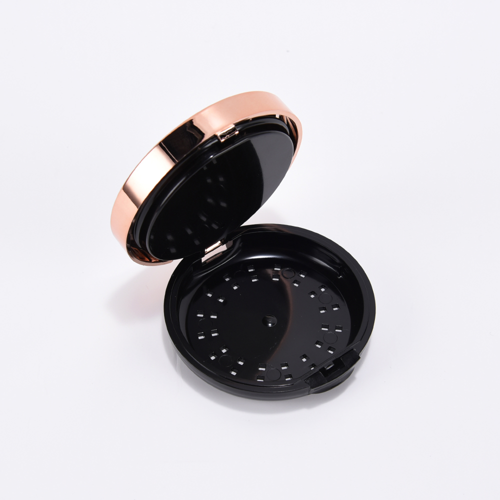 low moq elegant design hot sale rose gold with mirror compact powder container