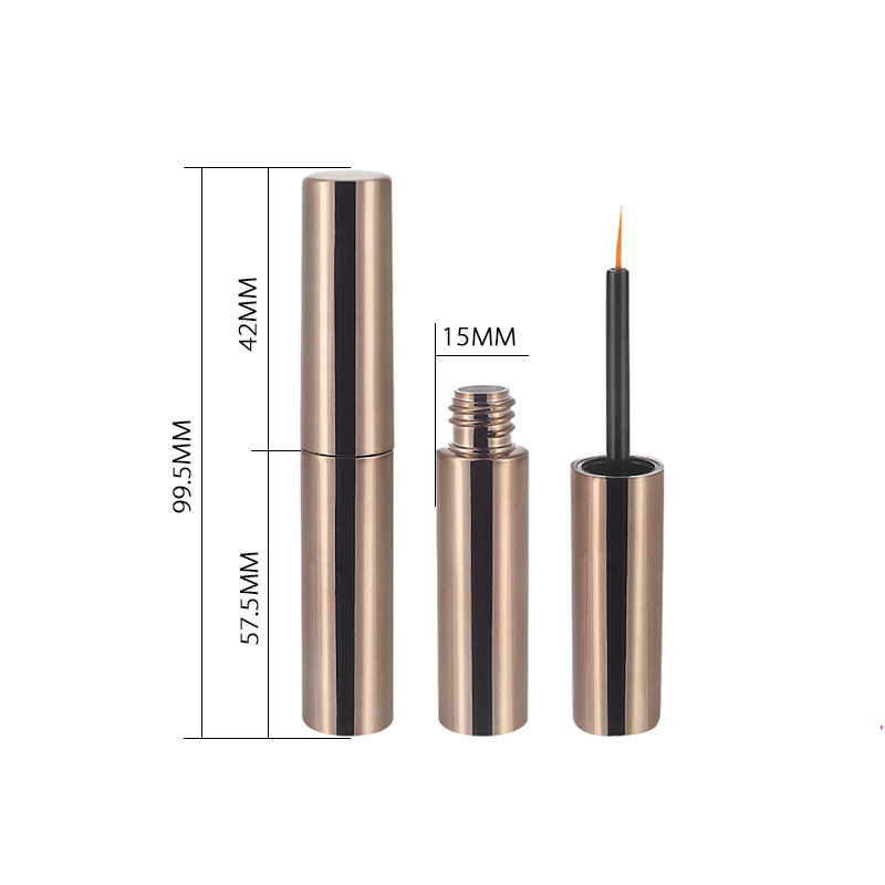 oem fancy bling brown golden empty round cylinder liquid eyeliner tubes packaging 5ml lip gloss containers tube