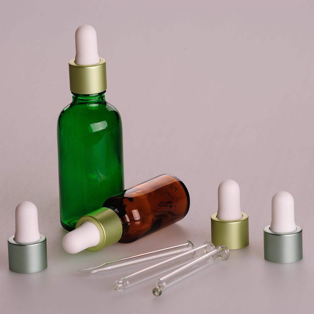 High quality 100ml green glass dropper bottle for essential oil printing and frosted accept with dropper cap