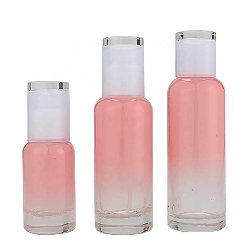 Skincare cosmetic glass packaging container manufacturer LLNEGE same style family cosmetic glass bottle set