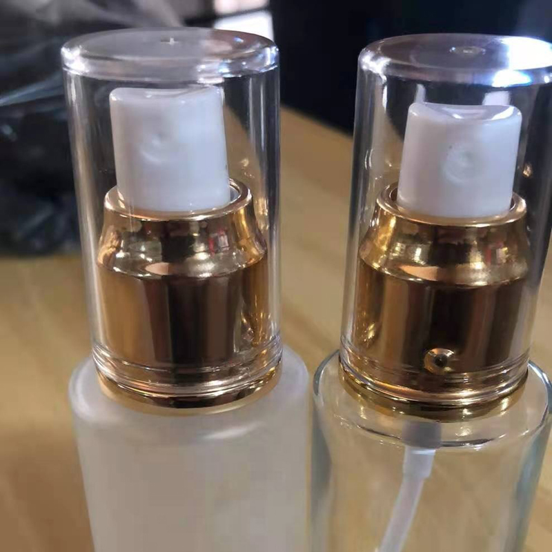 Cosmetic glass bottle set manufacture skincare glass packaging bottle Lotion bottle with aluminum pump